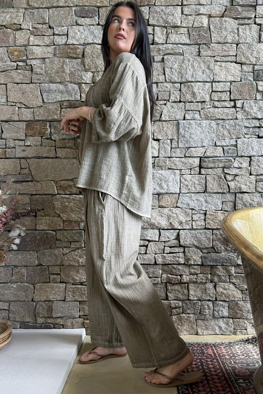 Loom & Thread Pin Tuck Blouse Washed Earth /40=